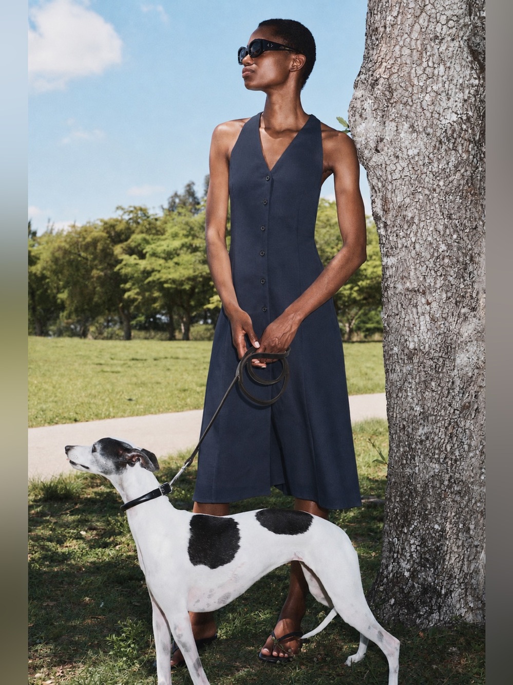 NWT Aritzia Babaton Ventura Linen Halter Dress